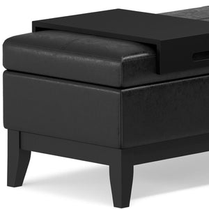 HomeRoots 42" Stylish Dark Brown and Black Upholstered Storage Ottoman - Versatile Seating & Hidden Storage Solution 640149