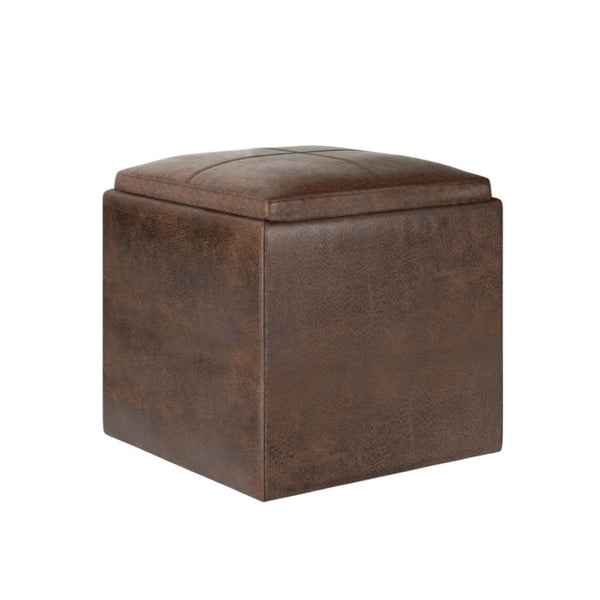 HomeRoots 17" Brown Upholstered Storage Ottoman - Stylish Multi-Functional Seat, Footrest & Hidden Storage Solution 640151