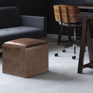HomeRoots 17" Brown Upholstered Storage Ottoman - Stylish Multi-Functional Seat, Footrest & Hidden Storage Solution 640151