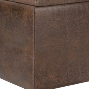 HomeRoots 17" Brown Upholstered Storage Ottoman - Stylish Multi-Functional Seat, Footrest & Hidden Storage Solution 640151
