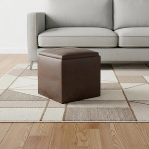 HomeRoots 17" Brown Upholstered Storage Ottoman - Stylish Multi-Functional Seat, Footrest & Hidden Storage Solution 640151