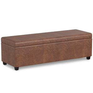 HomeRoots 54" Elegant Dark Brown Upholstered Storage Ottoman - Versatile Seating, Hidden Storage & Stylish Design 640152