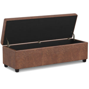 HomeRoots 54" Elegant Dark Brown Upholstered Storage Ottoman - Versatile Seating, Hidden Storage & Stylish Design 640152