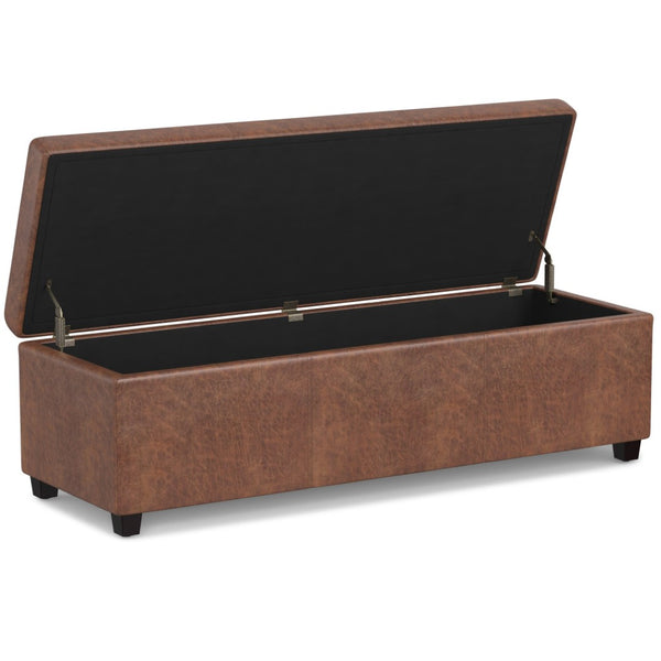HomeRoots 54" Elegant Dark Brown Upholstered Storage Ottoman - Versatile Seating, Hidden Storage & Stylish Design 640152