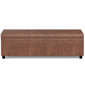 HomeRoots 54" Elegant Dark Brown Upholstered Storage Ottoman - Versatile Seating, Hidden Storage & Stylish Design 640152