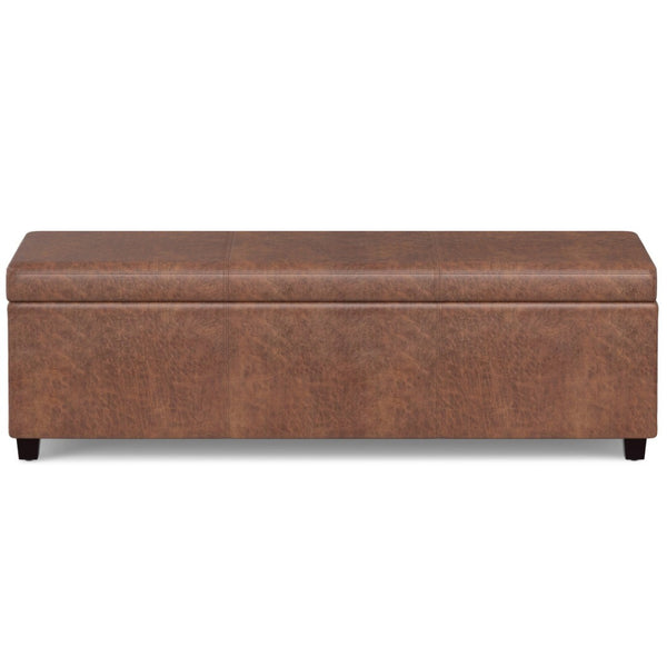 HomeRoots 54" Elegant Dark Brown Upholstered Storage Ottoman - Versatile Seating, Hidden Storage & Stylish Design 640152