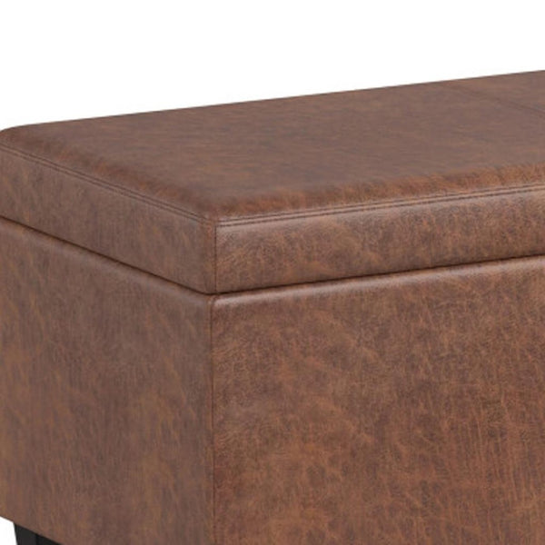 HomeRoots 54" Elegant Dark Brown Upholstered Storage Ottoman - Versatile Seating, Hidden Storage & Stylish Design 640152