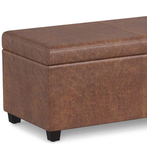 HomeRoots 54" Elegant Dark Brown Upholstered Storage Ottoman - Versatile Seating, Hidden Storage & Stylish Design 640152