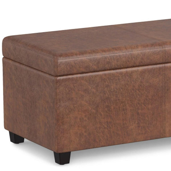 HomeRoots 54" Elegant Dark Brown Upholstered Storage Ottoman - Versatile Seating, Hidden Storage & Stylish Design 640152