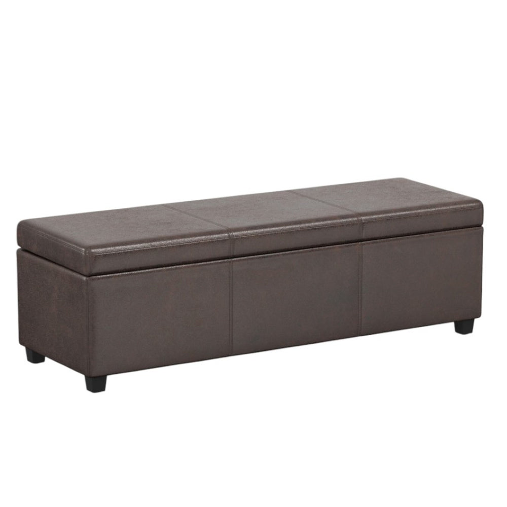 HomeRoots 54" Stylish Dark Brown Upholstery Storage Ottoman - Versatile Seating & Hidden Storage Solution! 640153