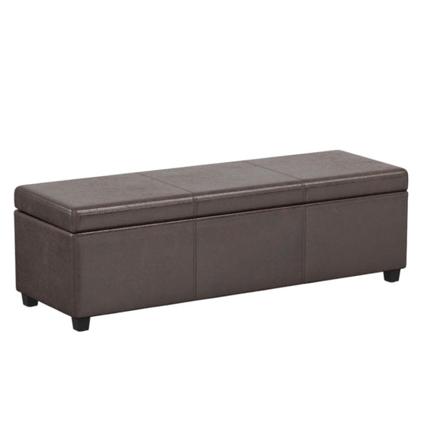 HomeRoots 54" Stylish Dark Brown Upholstery Storage Ottoman - Versatile Seating & Hidden Storage Solution! 640153