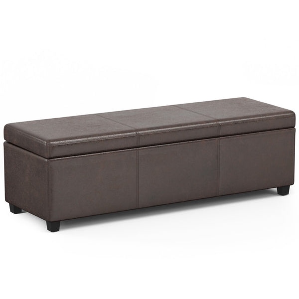 HomeRoots 54" Stylish Dark Brown Upholstery Storage Ottoman - Versatile Seating & Hidden Storage Solution! 640153