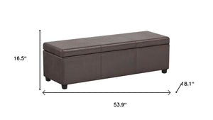 HomeRoots 54" Stylish Dark Brown Upholstery Storage Ottoman - Versatile Seating & Hidden Storage Solution! 640153