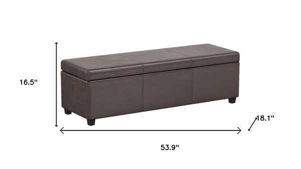 HomeRoots 54" Stylish Dark Brown Upholstery Storage Ottoman - Versatile Seating & Hidden Storage Solution! 640153