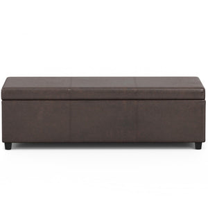 HomeRoots 54" Stylish Dark Brown Upholstery Storage Ottoman - Versatile Seating & Hidden Storage Solution! 640153