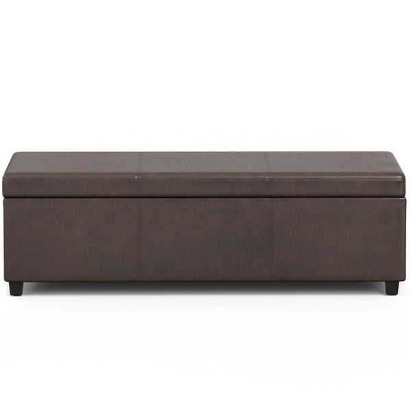 HomeRoots 54" Stylish Dark Brown Upholstery Storage Ottoman - Versatile Seating & Hidden Storage Solution! 640153