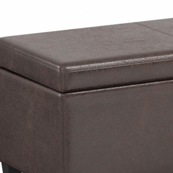 HomeRoots 54" Stylish Dark Brown Upholstery Storage Ottoman - Versatile Seating & Hidden Storage Solution! 640153