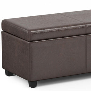 HomeRoots 54" Stylish Dark Brown Upholstery Storage Ottoman - Versatile Seating & Hidden Storage Solution! 640153