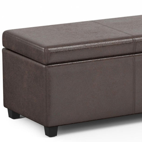 HomeRoots 54" Stylish Dark Brown Upholstery Storage Ottoman - Versatile Seating & Hidden Storage Solution! 640153