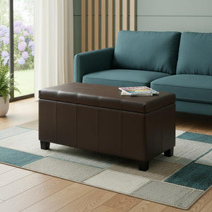 HomeRoots 36" Dark Brown & Chocolate Upholstered Storage Ottoman - Stylish Seating, Hidden Storage & Versatility 640154