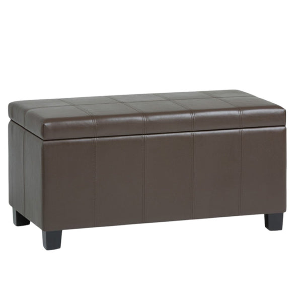 HomeRoots 36" Dark Brown & Chocolate Upholstered Storage Ottoman - Stylish Seating, Hidden Storage & Versatility 640154
