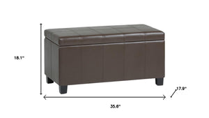 HomeRoots 36" Dark Brown & Chocolate Upholstered Storage Ottoman - Stylish Seating, Hidden Storage & Versatility 640154