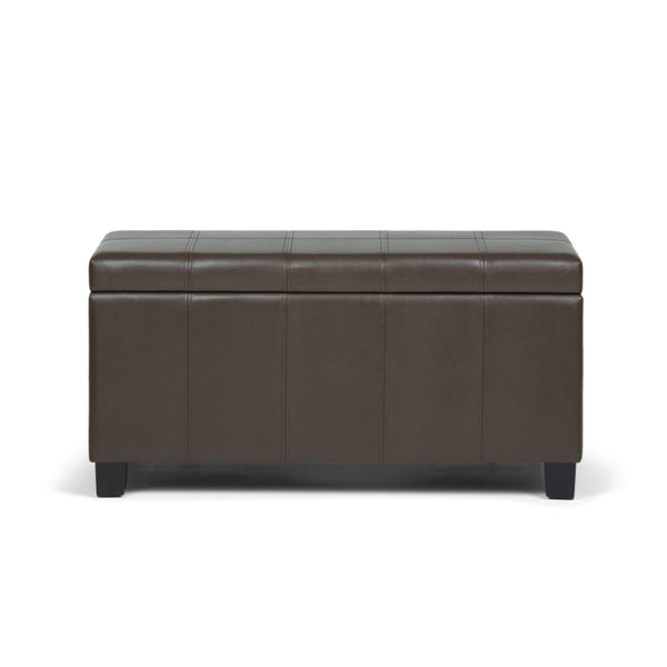 HomeRoots 36" Dark Brown & Chocolate Upholstered Storage Ottoman - Stylish Seating, Hidden Storage & Versatility 640154