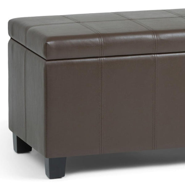 HomeRoots 36" Dark Brown & Chocolate Upholstered Storage Ottoman - Stylish Seating, Hidden Storage & Versatility 640154