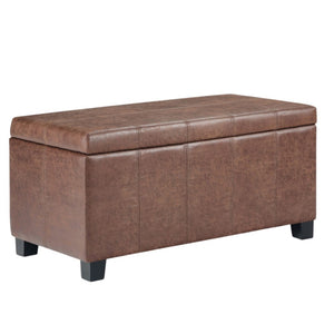 HomeRoots 36" Plush Dark Brown Upholstery Storage Ottoman - Versatile Seating & Hidden Storage for Any Room 640155