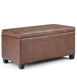 HomeRoots 36" Plush Dark Brown Upholstery Storage Ottoman - Versatile Seating & Hidden Storage for Any Room 640155