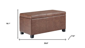 HomeRoots 36" Plush Dark Brown Upholstery Storage Ottoman - Versatile Seating & Hidden Storage for Any Room 640155