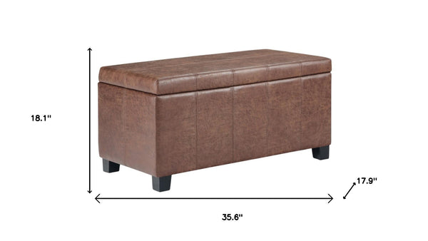 HomeRoots 36" Plush Dark Brown Upholstery Storage Ottoman - Versatile Seating & Hidden Storage for Any Room 640155