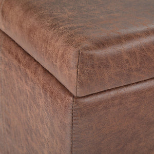 HomeRoots 36" Plush Dark Brown Upholstery Storage Ottoman - Versatile Seating & Hidden Storage for Any Room 640155