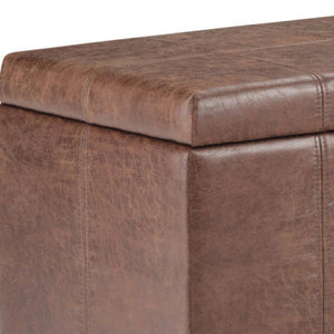 HomeRoots 36" Plush Dark Brown Upholstery Storage Ottoman - Versatile Seating & Hidden Storage for Any Room 640155