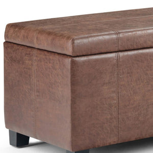 HomeRoots 36" Plush Dark Brown Upholstery Storage Ottoman - Versatile Seating & Hidden Storage for Any Room 640155