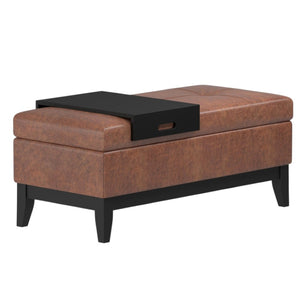 HomeRoots 42" Upholstered Storage Ottoman - Stylish Brown Footrest & Extra Seating for Modern Living Spaces 640156
