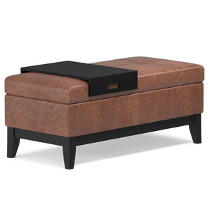 HomeRoots 42" Upholstered Storage Ottoman - Stylish Brown Footrest & Extra Seating for Modern Living Spaces 640156