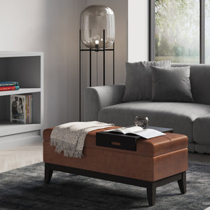 HomeRoots 42" Upholstered Storage Ottoman - Stylish Brown Footrest & Extra Seating for Modern Living Spaces 640156