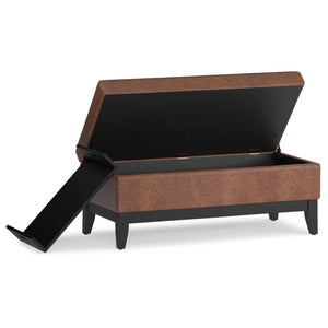 HomeRoots 42" Upholstered Storage Ottoman - Stylish Brown Footrest & Extra Seating for Modern Living Spaces 640156