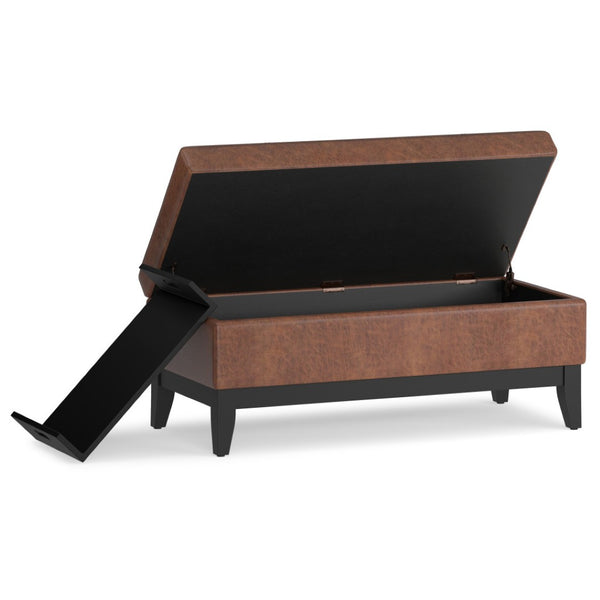 HomeRoots 42" Upholstered Storage Ottoman - Stylish Brown Footrest & Extra Seating for Modern Living Spaces 640156