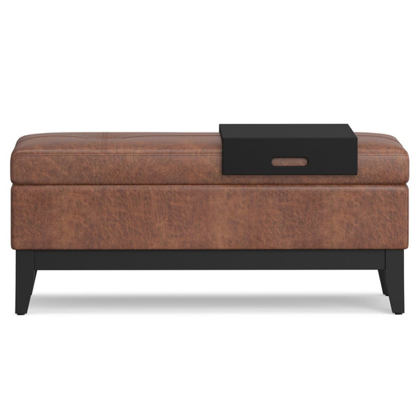 HomeRoots 42" Upholstered Storage Ottoman - Stylish Brown Footrest & Extra Seating for Modern Living Spaces 640156