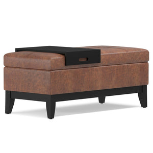 HomeRoots 42" Upholstered Storage Ottoman - Stylish Brown Footrest & Extra Seating for Modern Living Spaces 640156