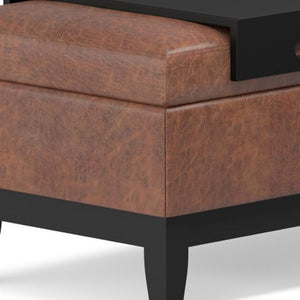 HomeRoots 42" Upholstered Storage Ottoman - Stylish Brown Footrest & Extra Seating for Modern Living Spaces 640156