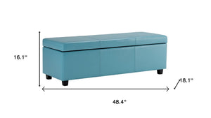 HomeRoots 48" Stylish Dark Brown & Blue Upholstered Storage Ottoman – Multi-Functional Seating & Organizer Solution 640157