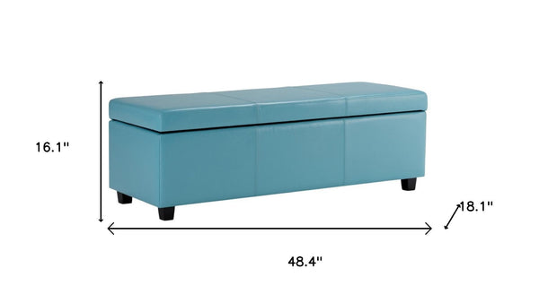 HomeRoots 48" Stylish Dark Brown & Blue Upholstered Storage Ottoman – Multi-Functional Seating & Organizer Solution 640157