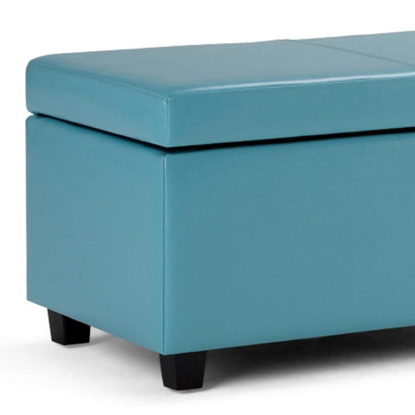 HomeRoots 48" Stylish Dark Brown & Blue Upholstered Storage Ottoman – Multi-Functional Seating & Organizer Solution 640157