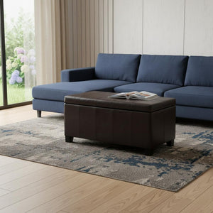 HomeRoots 36" Versatile Dark Brown Upholstery Storage Ottoman - Stylish Seating, Hidden Storage & Footrest Solution 640158