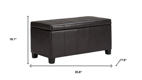 HomeRoots 36" Versatile Dark Brown Upholstery Storage Ottoman - Stylish Seating, Hidden Storage & Footrest Solution 640158
