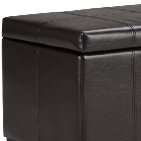 HomeRoots 36" Versatile Dark Brown Upholstery Storage Ottoman - Stylish Seating, Hidden Storage & Footrest Solution 640158