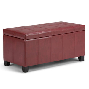HomeRoots 36" Elegant Dark Brown & Red Upholstered Storage Ottoman: Stylish Seating & Hidden Storage Solution 640159